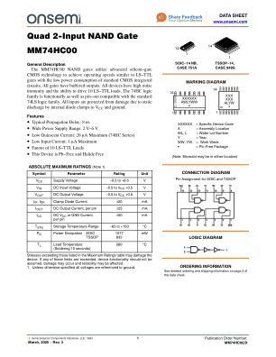 MM74HC00 datasheet cover page
