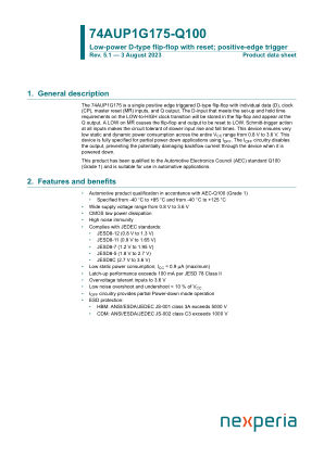 74AUP1G175GW-Q100H datasheet cover page