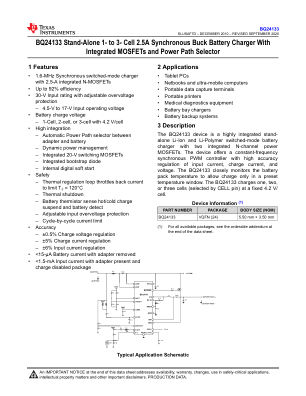 BQ24133 datasheet cover page