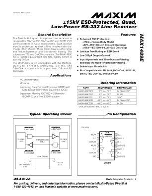 MAX1489E 数据手册首页