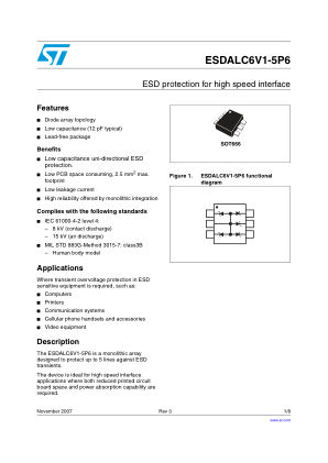 ESDALC6V1-5P6 数据手册首页