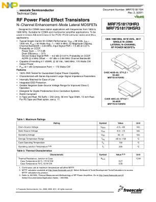 MRF7S18170H 数据手册首页