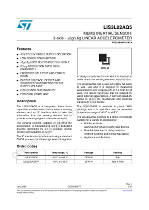 LIS3L02AQ5 datasheet cover page