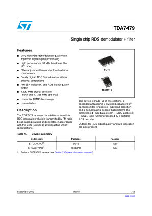 TDA7479 datasheet cover page