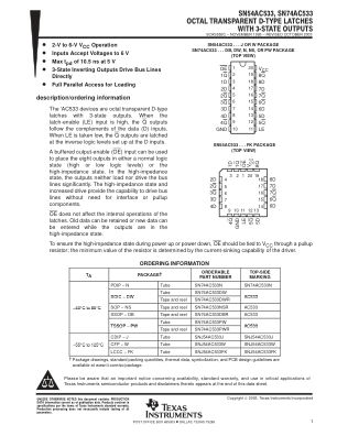SN74AC533 数据手册首页