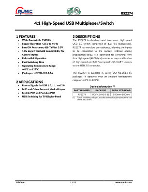 RS2274 数据手册首页