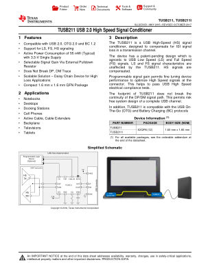 TUSB211 datasheet cover page