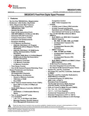 SM320C6472-HIREL datasheet cover page