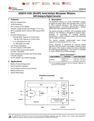 ADS8319 datasheet cover page