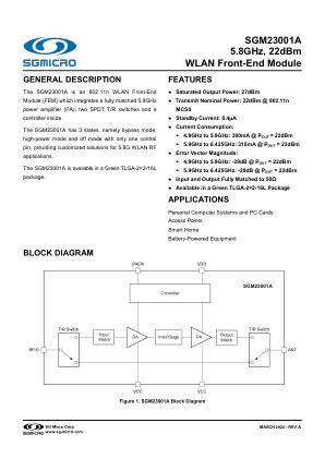SGM23001A-BRIEF 数据手册首页