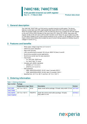 74HCT166PWJ datasheet cover page