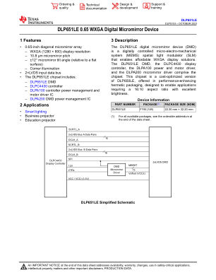 DLP651LE datasheet cover page