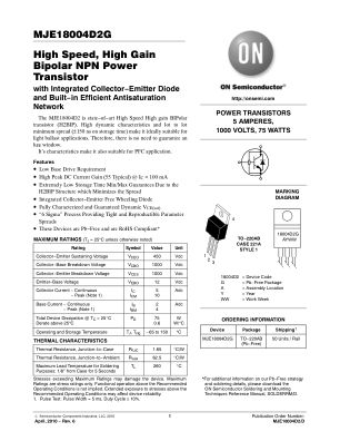 MJE18004D2 datasheet cover page