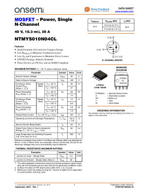 NTMYS010N04CL 数据手册首页