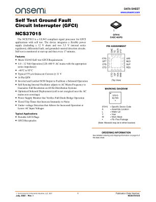 NCS37015 datasheet cover page