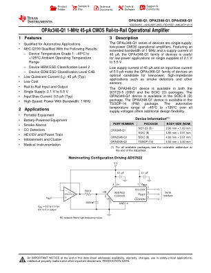 OPA4348-Q1 数据手册首页