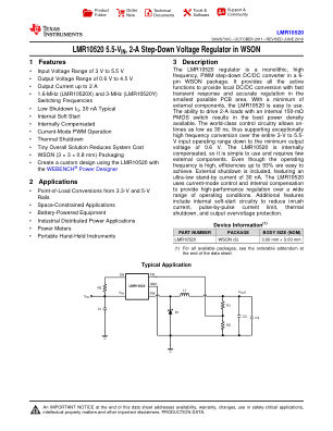 LMR10520 datasheet cover page
