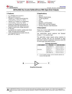 SN74LV06A 数据手册首页