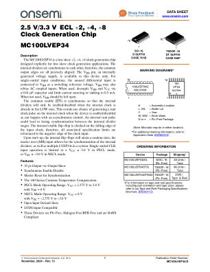 MC100LVEP34 数据手册首页