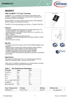 IPZ60R017C7 数据手册首页