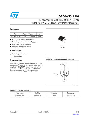 STD96N3LLH6 datasheet cover page