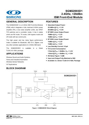 SGM22003D1-BRIEF 数据手册首页
