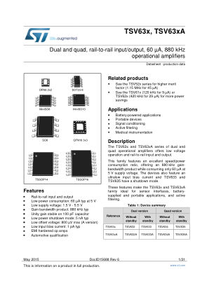 TSV632 datasheet cover page