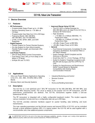 CC110L datasheet cover page