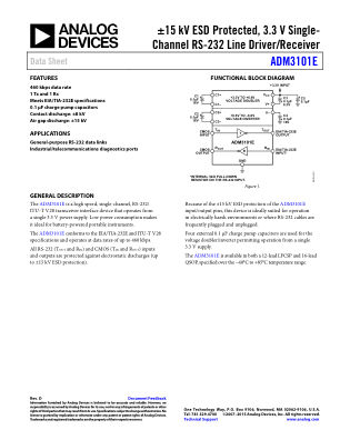 ADM3101E 数据手册首页