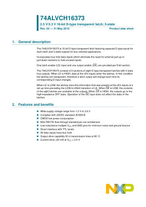 74ALVCH16373DGG datasheet cover page