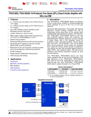 TPA3136D2 datasheet cover page