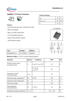 IPG20N04S4L-08 数据手册首页