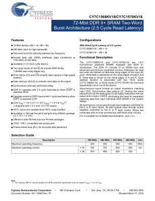 CY7C1568KV18 datasheet cover page