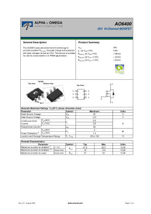 AO6400 datasheet cover page