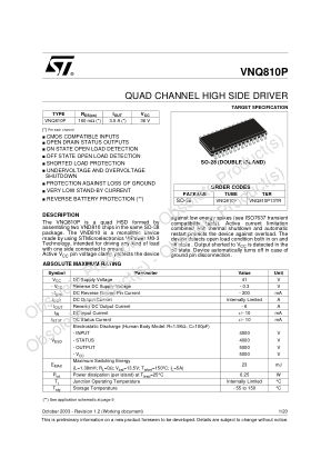 VNQ810P 数据手册首页