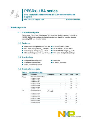 PESD3V3L1BA datasheet cover page