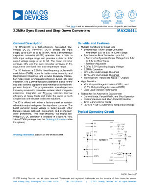 MAX20414 datasheet cover page
