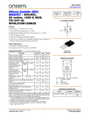 NVHL070N120M3S datasheet cover page