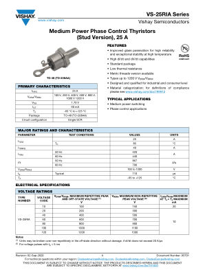 VS-25RIA datasheet cover page