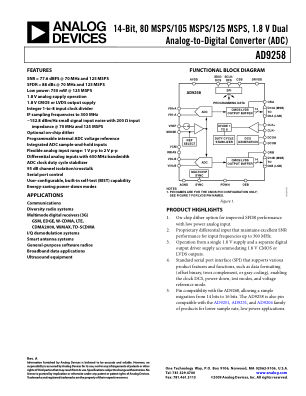 AD9258 数据手册首页