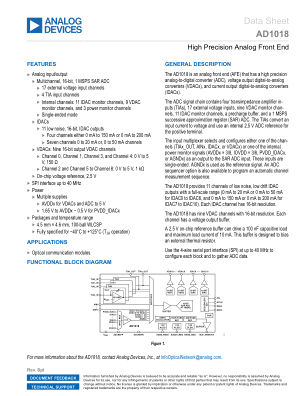 AD1018 datasheet cover page