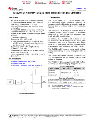 TUSB211A-Q1 datasheet cover page