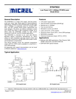 SY84782UMG datasheet cover page