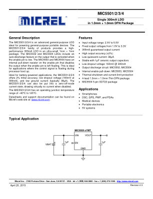 MIC5504-3.3YM5-TR datasheet cover page