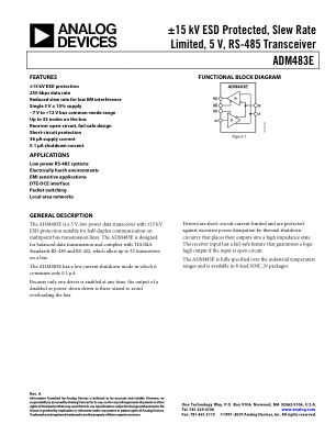ADM483E datasheet cover page