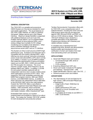 73S1215F datasheet cover page