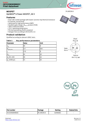 ISC025N08NM6SC datasheet cover page