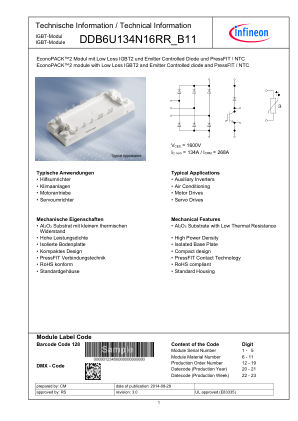 DDB6U134N16RR-B11 datasheet cover page