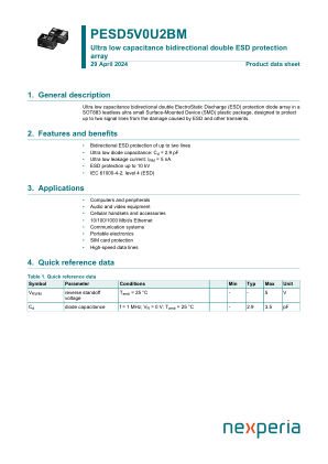 PESD5V0U2BM datasheet cover page