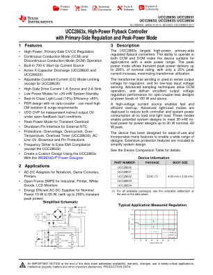 UCC28634 datasheet cover page